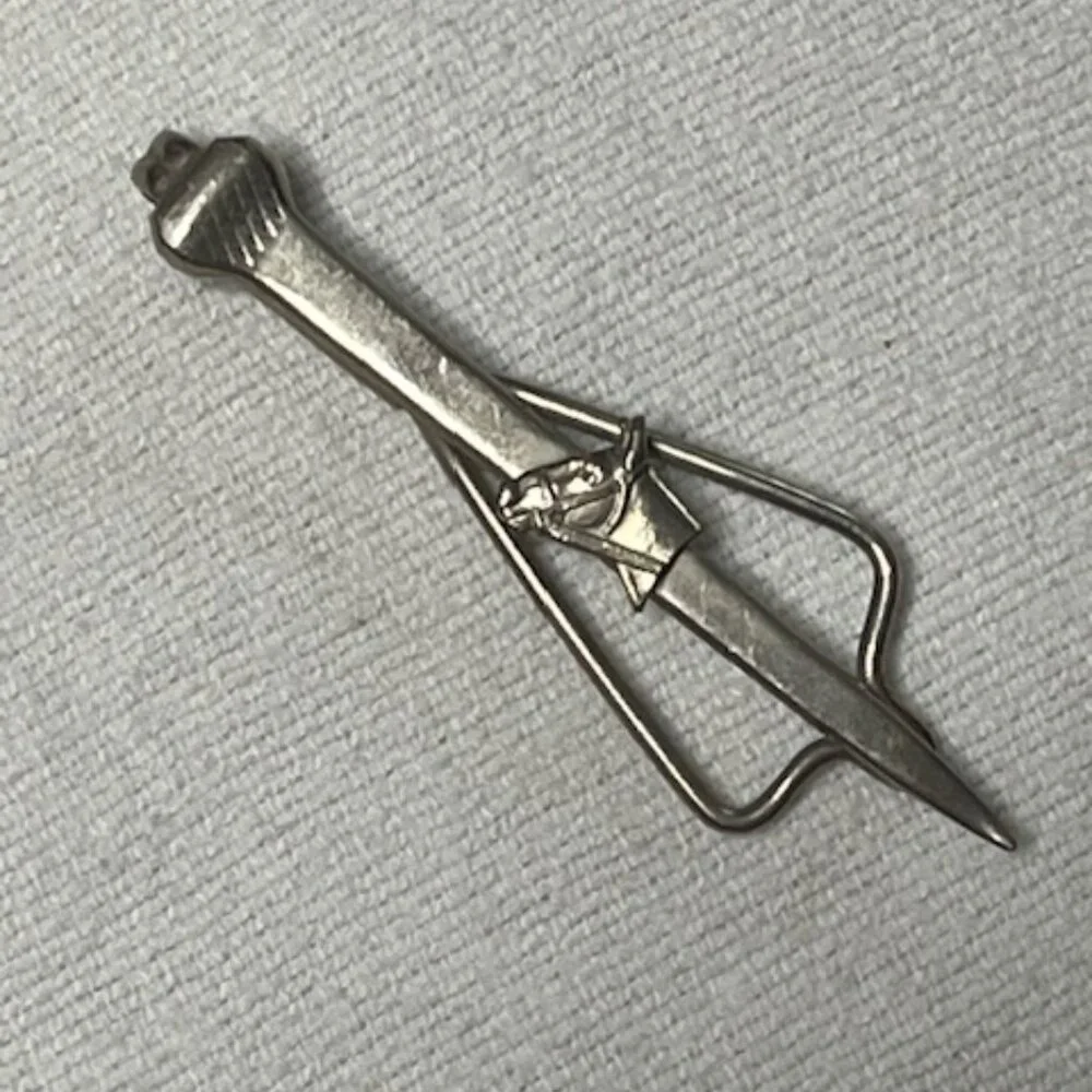 VTG Silver Tone Horse Head Equine Money Tie Clip Bar 2.5
